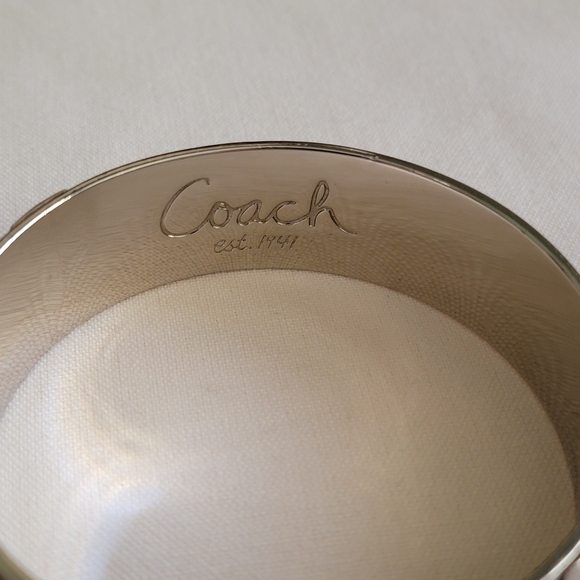 Coach Purple Silver Tone Logo Bangle Bracelet 7.5 Inch Women’s EUC